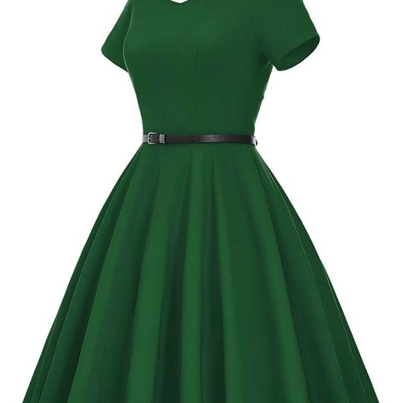 Women's 1950 V-Neck Vintage Evening Party Dress - Picture 3 of 7